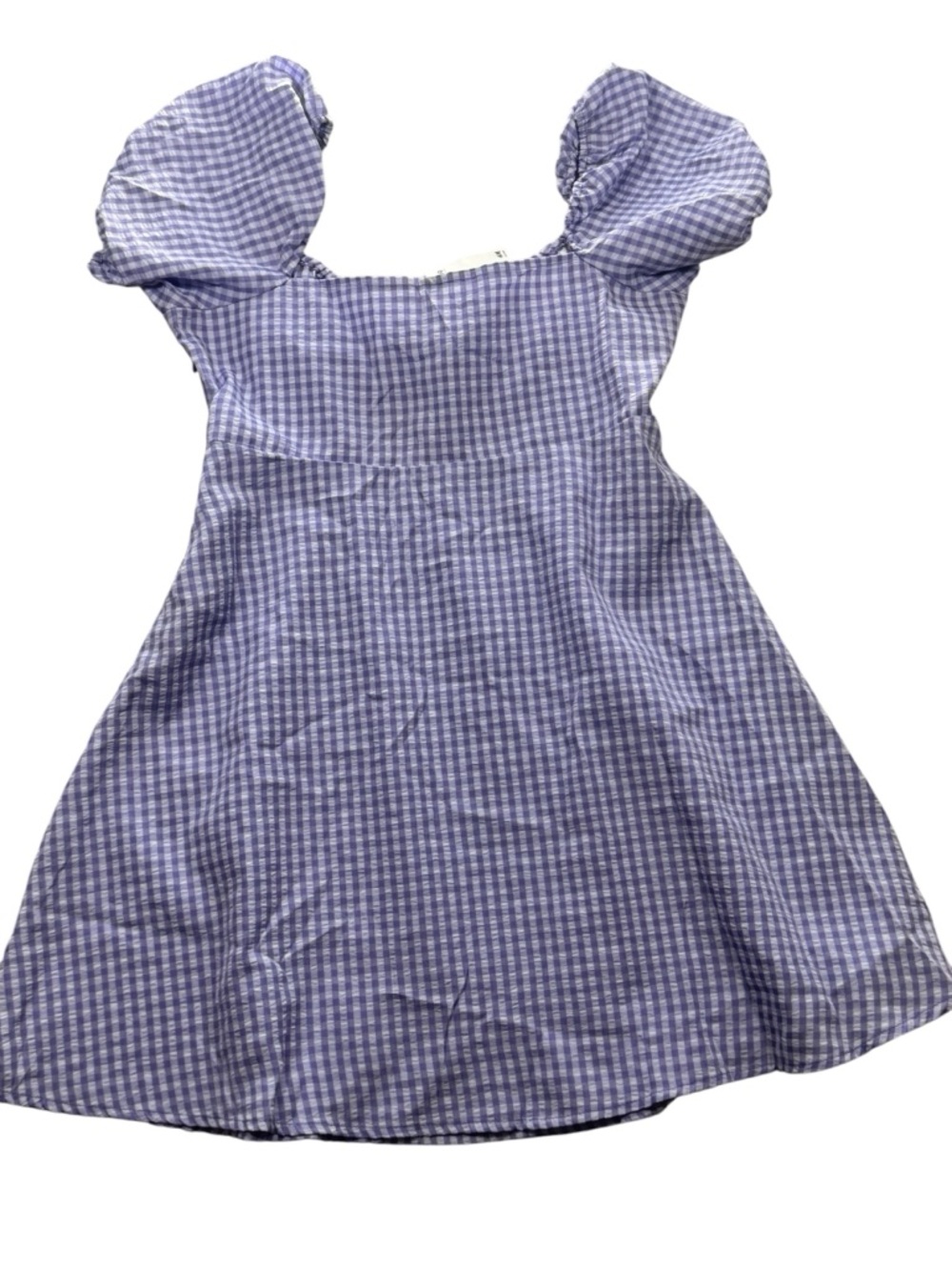 H&M Lavender Gingham Tie-Front Puff Sleeve Blouse - Picture 3 of 10
